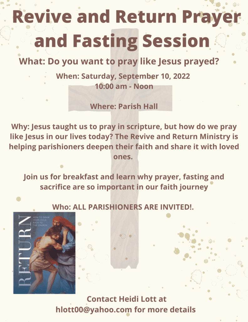 Revive and Return: Prayer and Fasting Session – St. Patrick Catholic Church